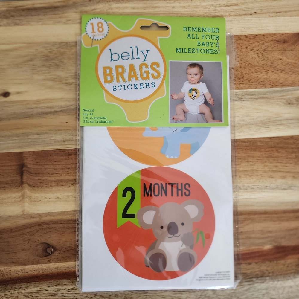 Belly Brags Baby Milestone Stickers Gender Neutral 18 Stickers Animal Theme